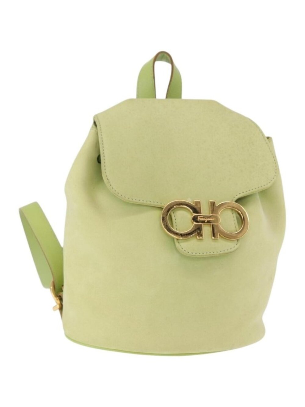 Salvatore Ferragamo Backpack Suede Gold Light green